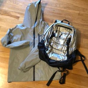 Bundle- north face book bag and reflective jacket